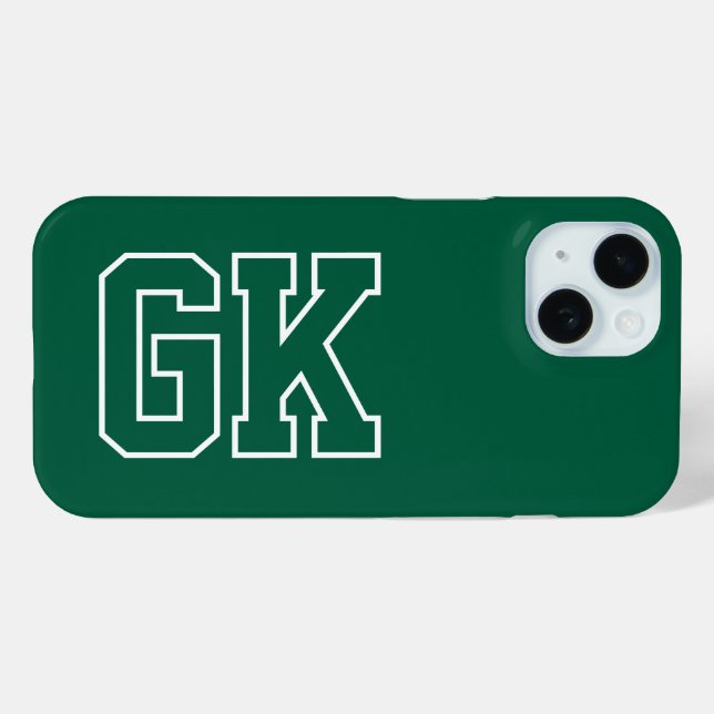 Coques Case-Mate iPhone Initiales Monogramme Vert Blanc Moderne (Verso (horizontal))