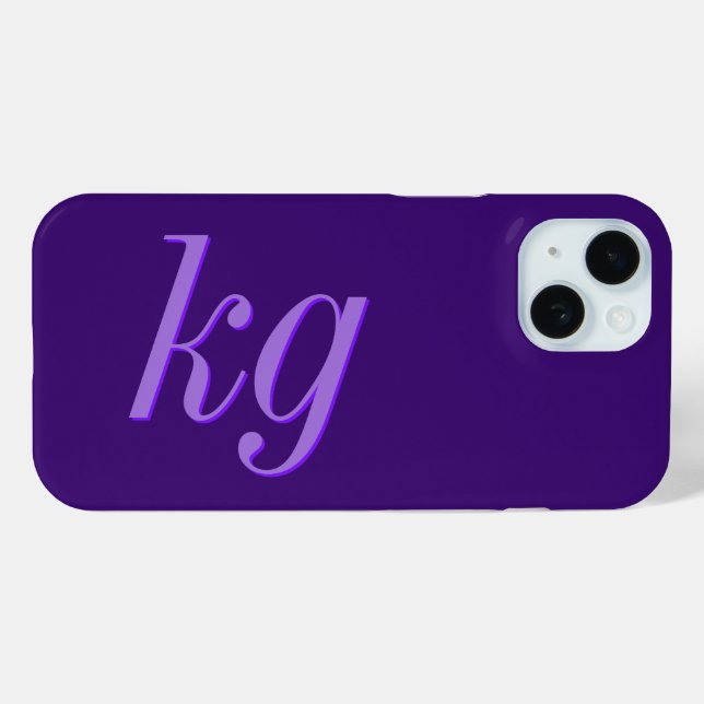 Coques Case-Mate iPhone Initiales Monogramme Violet Élégant Moderne (Verso (horizontal))