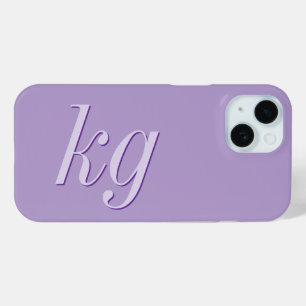 Coque Pour iPhone 15 Initiales Monogramme Violet Élégant Moderne