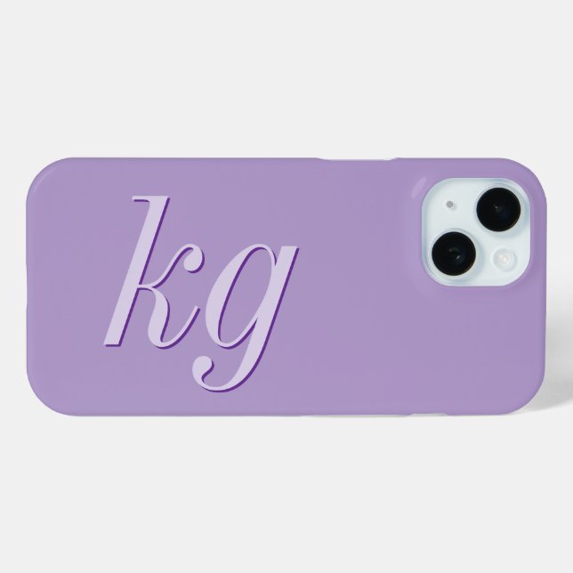 Coques Case-Mate iPhone Initiales Monogramme Violet Élégant Moderne (Verso (horizontal))