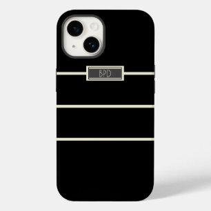 Coque Pour iPhone 14 Initiales monogrammes minimalistes modernes Noir