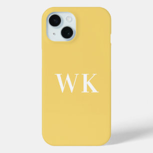 Coque Pour iPhone 15 Initiales Monogrammes minimes modernes Jaune