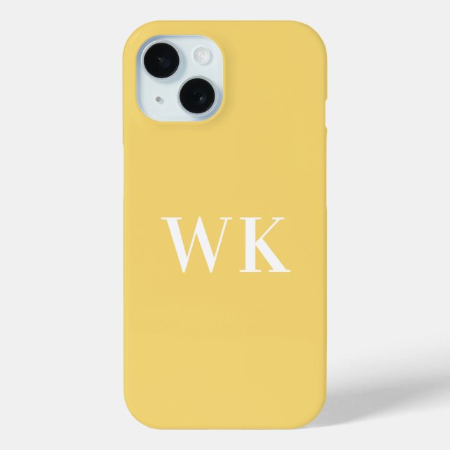 Coques Case-Mate iPhone Initiales Monogrammes minimes modernes Jaune (Verso)