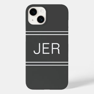 Coque Pour iPhone 14 Initiales monogrammes personnalisées Modèle gris m