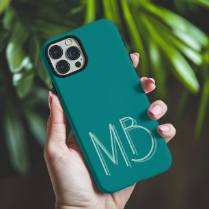 Coques iPhone 16 Pro Max Initiales Monogrammes Turquoises modernes Contempo