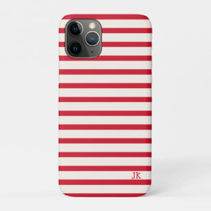 Case-Mate iPhone Case Initiales personnalisées à rayures rouges et blanc