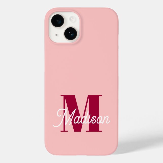 Coques Case-Mate iPhone Initiales personnalisées monogramme rose gras (Verso)