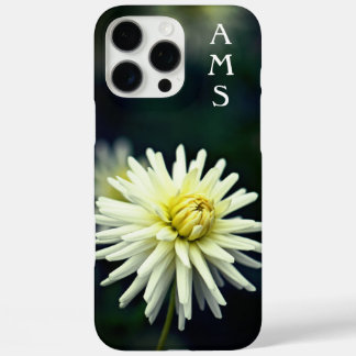Coques iPhone 16 Pro Max Initiales personnelles de la fleur de Dahlia blanc