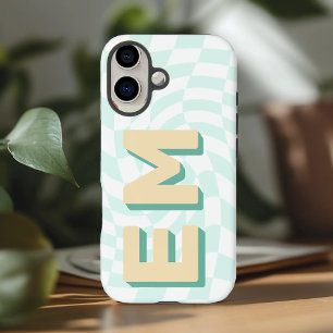 Coque Pour iPhone 16 Initiales rétro Monogrammes du tableau de contrôle
