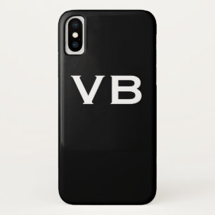 Coque iPhone X Initiales simples en noir et blanc