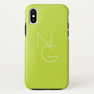 Case-Mate iPhone Case Initiales superposées Modern 2 Vert Citron