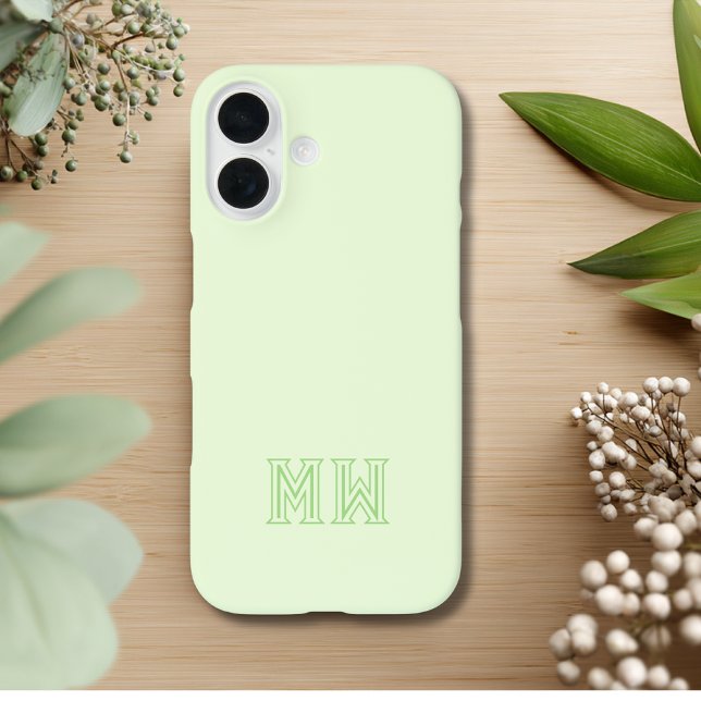Coques Case-Mate iPhone Initiales Vert Citron Monogramme Simple Minimalist (Créateur téléchargé)