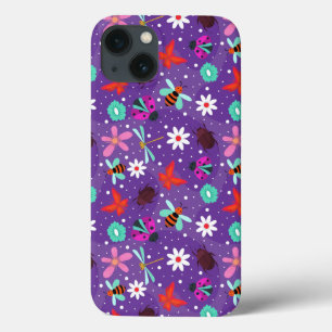 Case-Mate iPhone Case Insectes colorés et fleurs sur fond violet