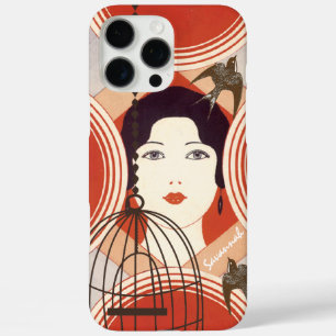 iPhone 16 Pro Max Case Inséparable vintage de cage à oiseaux
