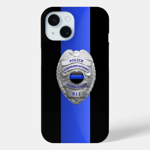Coque Pour iPhone 15 Insigne de police - Ligne bleue mince