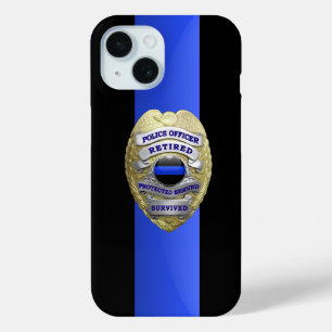 Coque Pour iPhone 15 Insigne de police - Ligne bleue mince