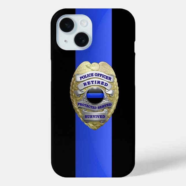 Coques Case-Mate iPhone Insigne de police - Ligne bleue mince (Verso)