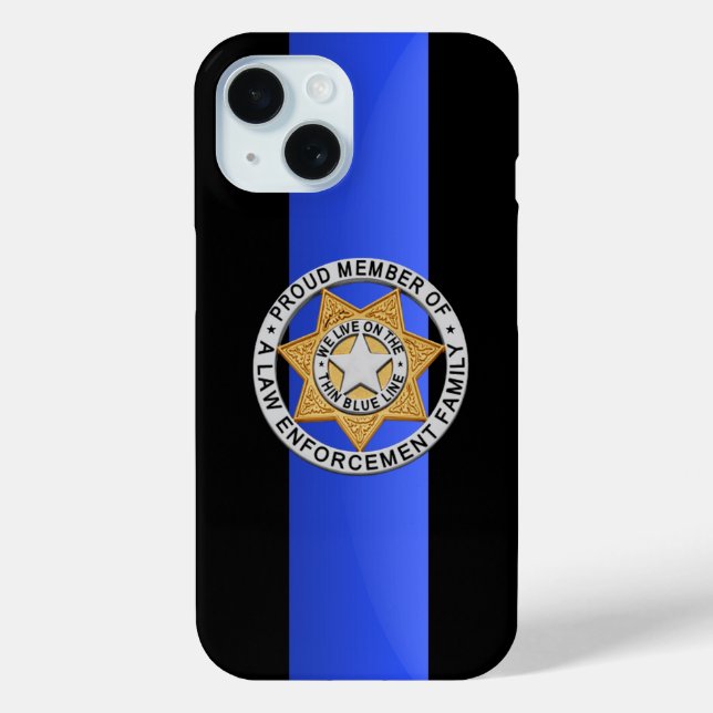 Coques Case-Mate iPhone Insigne de police - Ligne bleue mince (Verso)