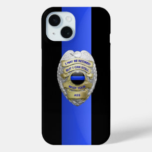 Coque Pour iPhone 15 Insigne de police - Ligne bleue mince