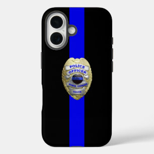 Coque Pour iPhone 16 Insigne de police Ligne Bleue Mince Coque-coque ip