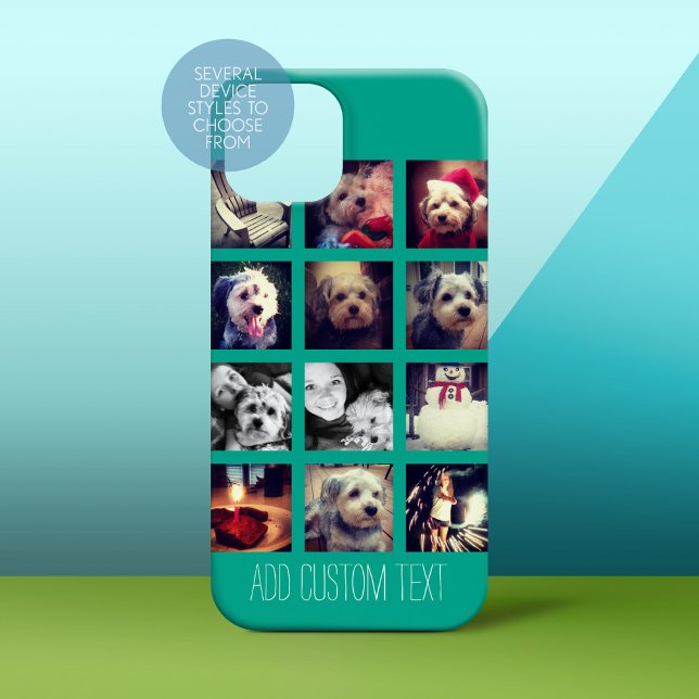 Coques Case-Mate iPhone Instagram Photo Collage vert émeraude Arrière - pl (Personalized Phone Case)