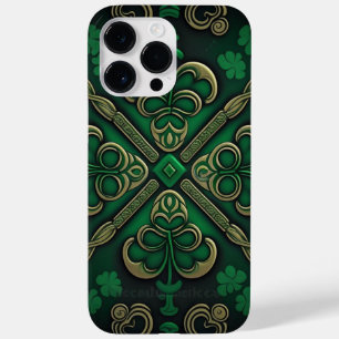 COQUE POUR POUR iPhone 14 PRO MAX INTRIQUER LES SHAMROCKS IRLANDAIS VERTS SOMBRES
