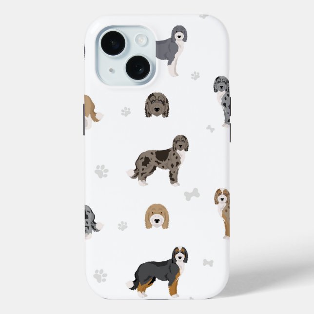 Coques Case-Mate iPhone iPhone 15 chiens coques lourds aussiedoodle (Verso)