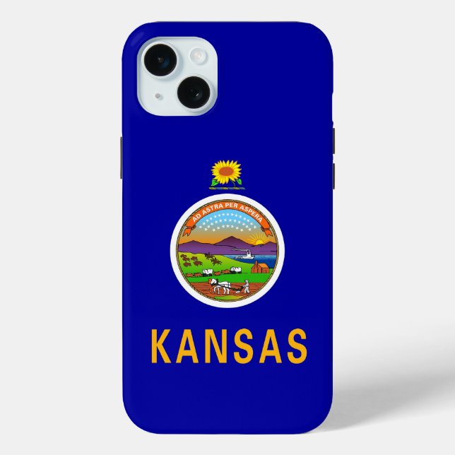 Coques Case-Mate iPhone iPhone 15 Plus Coque-Mate, drapeau du Kansas (Verso)