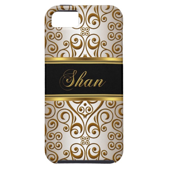 Coques Case-Mate iPhone iPhone 5 Elegant Classy Gold Black Cream (Dos)