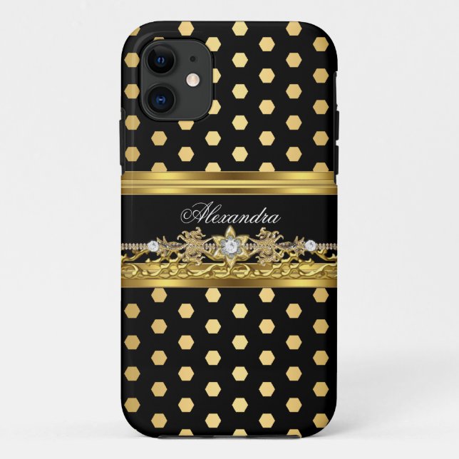 Coques Case-Mate iPhone iPhone 5 Elegant Gold Black White Polka Point (Dos)