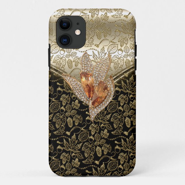 Coques Case-Mate iPhone iPhone 5 Noir Damassé Caramel Beige Or Ambre (Dos)