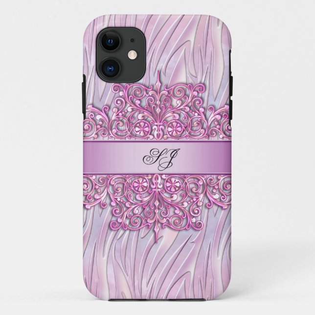 Coques Case-Mate iPhone iPhone 5 ou 4 Zebra Damask Joli rose (Dos)
