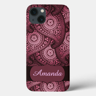 Coques Pour iPhone iPhone 6, monogramme rose dur de Xtreme Paisley