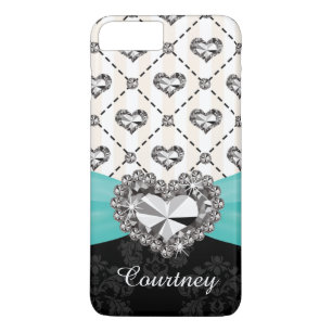 Coque iPhone 7 Plus iPhone 7 de coeur de fausse pierre de Faux d'Aqua