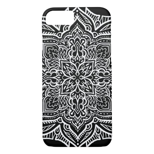 Coques Case-Mate iPhone iPhone 7 - Motif blanc/noir de style de mandala de (Dos)