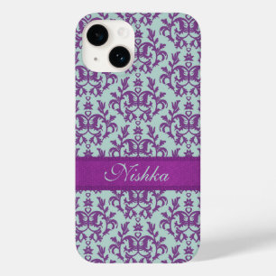 Coques Pour iPhone Iphone botanique damassé violet émeraude