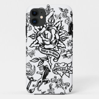 Coque Case-Mate Pour iPhone iphone caisse blanche et noire de 5 de tatouage