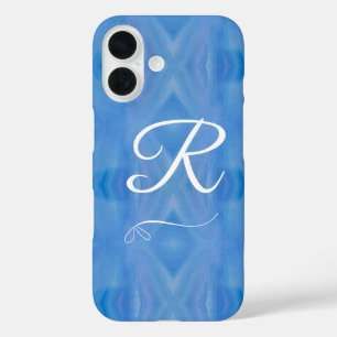 Coque Pour iPhone 16 iPhone/coque ipad bleu et blanc monogramme