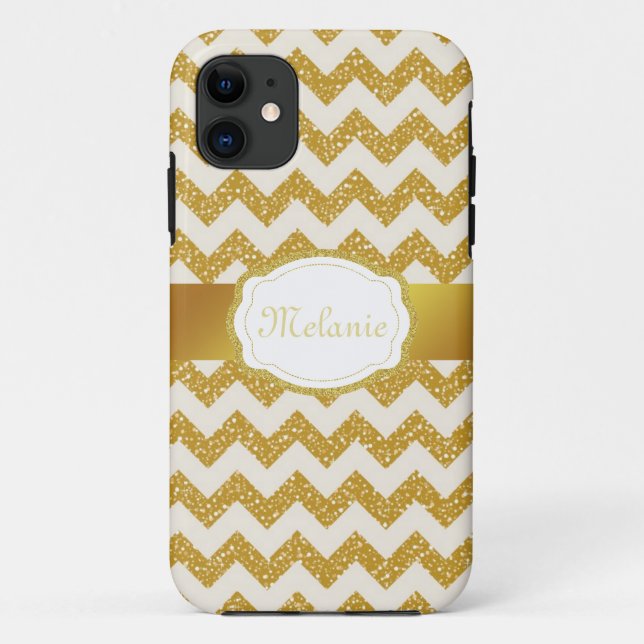 Coques Case-Mate iPhone iPhone de monogramme de Chevron de parties (Dos)