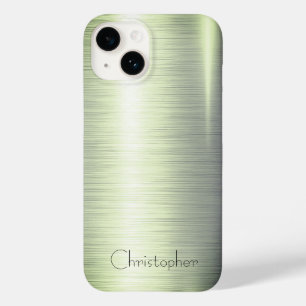 Coque Pour iPhone 14 Iphone d'impression en acier inoxydable vert titan