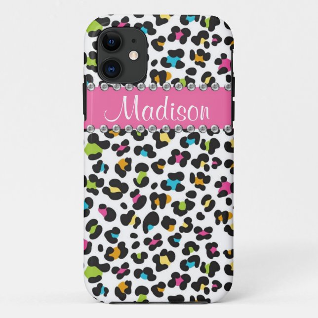 Coques Case-Mate iPhone iPhone du léopard BLING de fausse pierre de (Dos)