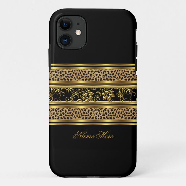 Coques Case-Mate iPhone iPhone Elegant Classy Gold Leopard Floral (Dos)
