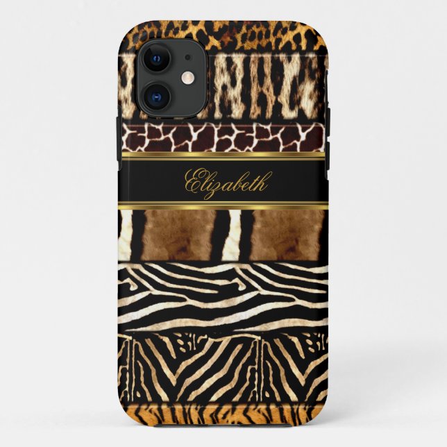 Coques Case-Mate iPhone iPhone Elegant Gold Poster de animal mixte (Dos)