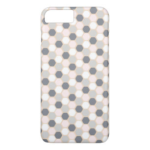 Coque iPhone 8 Plus/7 Plus iPhone géométrique 7 d'hexagone de rose en pastel