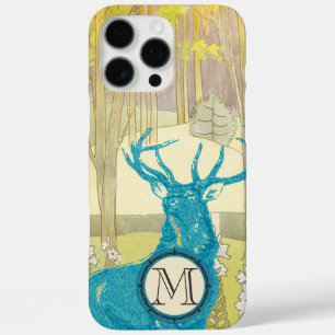 Coques iPhone 16 Pro Max Iphone Monogramme Vintage cerf Art Nouveau Forêt