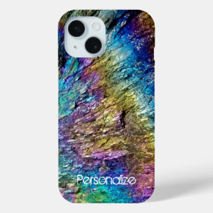 Coque Pour iPhone 15 Iridescence couleur arc-en-ciel rare photo minéral