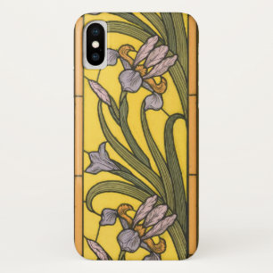 Case-Mate iPhone Case Iris Fleur Art Nouveau Vitrail Bleu Or