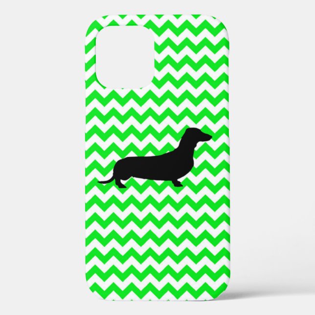 Coques Case-Mate iPhone Irish Green Chevron avec Dachshund (Verso)