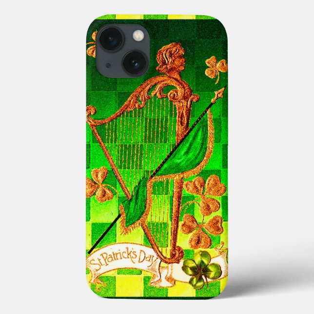 Coques Case-Mate iPhone IRLANDE HARP, OR VERT SHAMROCK St Patrick's Day (Verso)