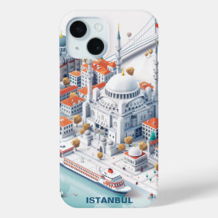 Coque Pour iPhone 15 Isométrique Istanbul Travel